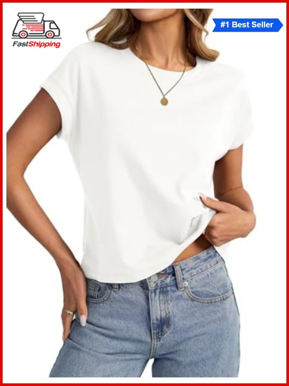 ✨EasyGala Cotton Crop Top Loose Fit Crewneck Short Sleeve Summer Tee
